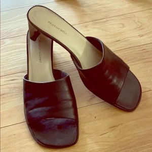 Leather, slip-on; 1-inch heel